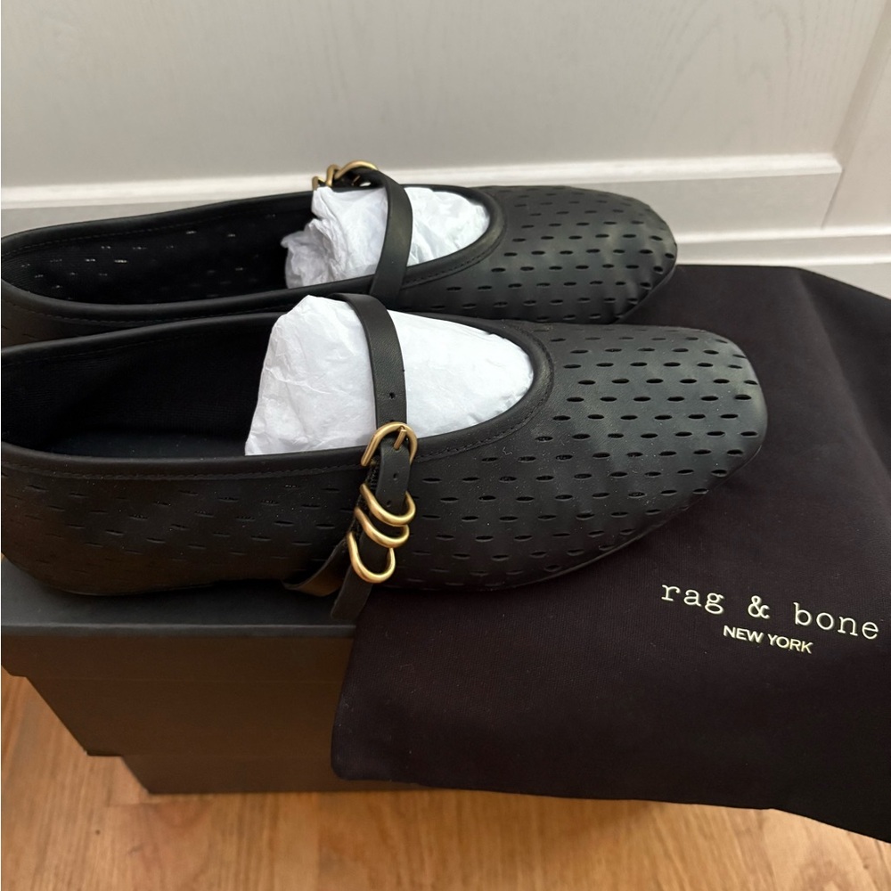 Rag & Bone Black Perforated Mary Jane Flats